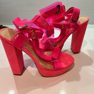 Neon pink platform heels size 7.5